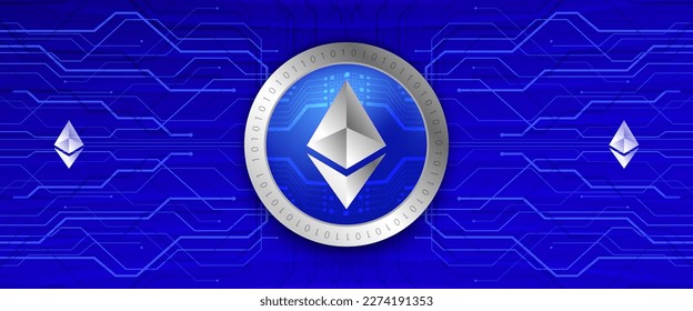 Ethereum ETH crypto currency fintech concept vector banner and background 