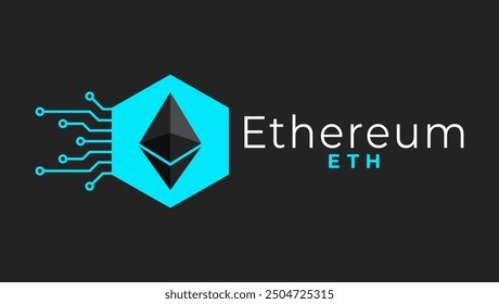 Ethereum (ETH) cryptocurrency  banner and background vector illustration.