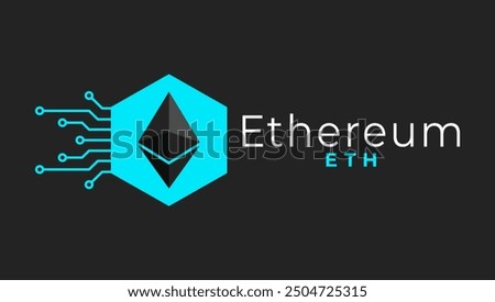 Ethereum (ETH) cryptocurrency  banner and background vector illustration.