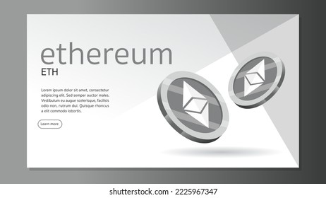 Ethereum ETH Cryptocurrency banner design. Cryptocurrency Blockchain technology. Vector Illustration