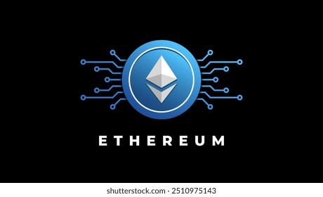 Ethereum (ETH) cryptocurrency logo vector illustration for banner or background