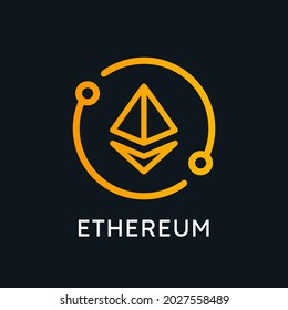 Ethereum (ETH) logo vector template. Decentralized Blockchain Cryptocurrency Ethereum modern logo icon design.