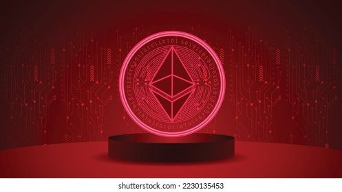 Ethereum (ETH) Metaverse cryptocurrency concept vector illustration banner