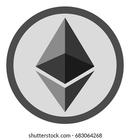 Ethereum flat icon for internet money. Crypto currency symbol and coin image. Vector illustration.