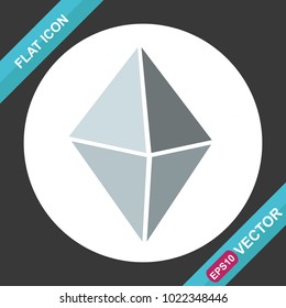 Ethereum Flat Icon For Web, UI, UX, And App On Black Background. Vector Of Crypto Currency Symbol And Coins Image. EPS10 Vector Image.