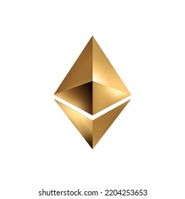 Ethereum golden sign on white background.