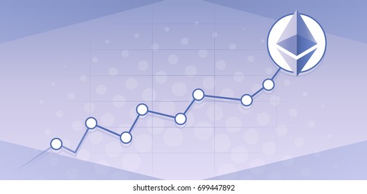 Ethereum Growth Graph - Trend Chart Dots and Ether Logo Symbol on Purple Background
