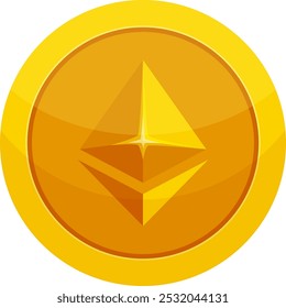 Icono de Ethereum. Dinero de dibujos animados de moneda de oro cripto