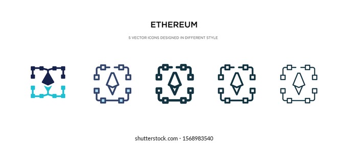 ethereum icon in different style vector illustration. two colored and black ethereum vector icons designed in filled, outline, line and stroke style can be used for web, mobile, ui