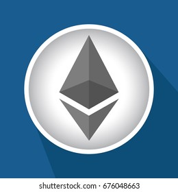 ethereum icon isolated on blue background
