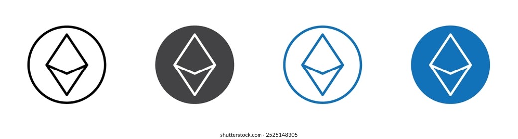 Ícone Ethereum isolado no conjunto de vetores de plano de fundo branco