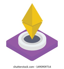 Ethereum icon in isometric design.
