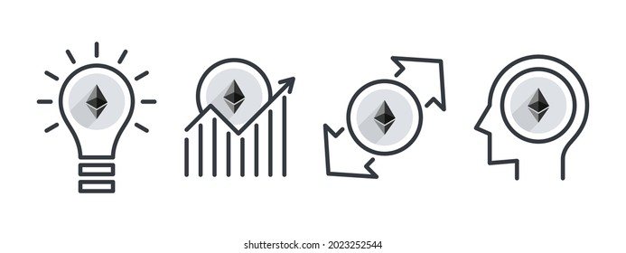 Ethereum icon set. Cryptocurrency Icons concept. Return money. Business and finance editable icons. Vector illustration