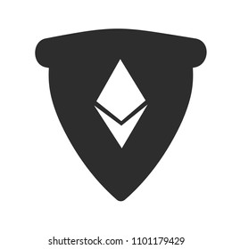Ethereum icon and shield. blockchain graphic icons. Designed for banks, financial institutions, exchange offices and banking