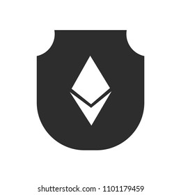 Ethereum icon and shield. blockchain graphic icons. Designed for banks, financial institutions, exchange offices and banking
