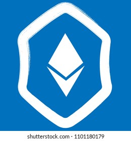 Ethereum icon and shield. blockchain graphic icons. Designed for banks, financial institutions, exchange offices and banking