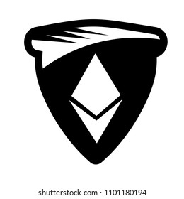 Ethereum icon and shield. blockchain graphic icons. Designed for banks, financial institutions, exchange offices and banking