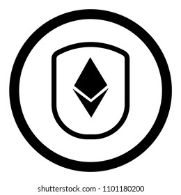 Ethereum icon and shield. blockchain graphic icons. Designed for banks, financial institutions, exchange offices and banking
