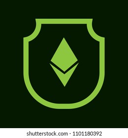 Ethereum icon and shield. blockchain graphic icons. Designed for banks, financial institutions, exchange offices and banking