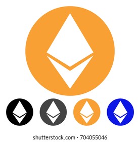 Ethereum icon. Vector illustration style is flat iconic symbol with black, gray, orange, blue color variants. Designed for web and software interfaces.