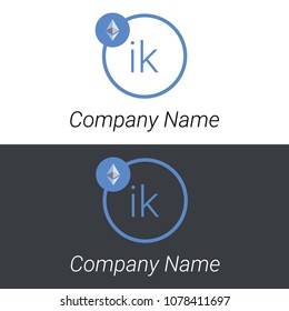 Ethereum IK letters business logo icon design template elements. Vector color sign.