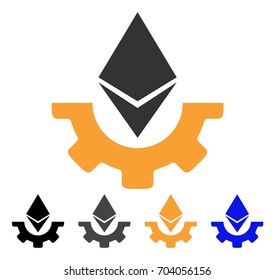 Ethereum Industry Gear icon. Vector illustration style is flat iconic symbol with black, grey, orange, blue color variants. Designed for web and software interfaces.