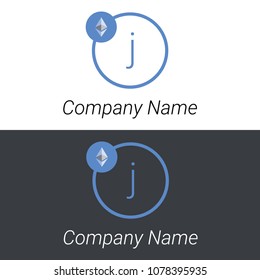 Ethereum J letter business logo icon design template elements. Vector color sign.