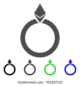 Ethereum Jewelry Ring flat vector pictogram. Colored ethereum jewelry ring, gray, black, blue, green icon versions. Flat icon style for graphic design.