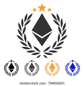 Ethereum Laurel Wreath icon. Vector illustration style is flat iconic symbol with black, gray, orange, blue color variants. Designed for web and software interfaces.