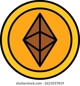 Ethereum Line Filled Vector Icon Design