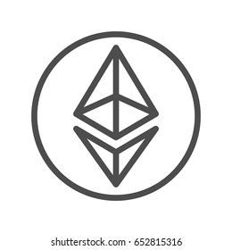Ethereum line icon for internet money. Crypto currency symbol and coin image. Blockchain based secure cryptocurrency. For using in web projects or mobile applications. Isolated vector illustration.