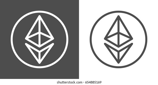 Ethereum line icons for internet money. Crypto currency symbols and coin images. Blockchain based secure cryptocurrency. For using in web projects or mobile applications. Isolated vector illustration.