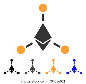 Ethereum Links icon. Vector illustration style is flat iconic symbol with black, gray, orange, blue color variants. Designed for web and software interfaces.