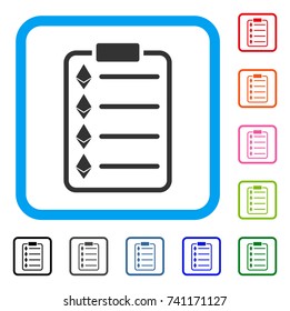 Ethereum List Pad icon. Flat grey iconic symbol in a light blue rounded square. Black, gray, green, blue, red, orange color versions of Ethereum List Pad vector.