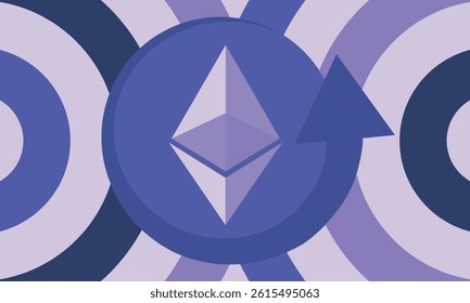 Ethereum logo. Ethereum Coin. Digital money. Crypto trade and Investment concept. Future technology. Creative art. Vector illustration. Poster 