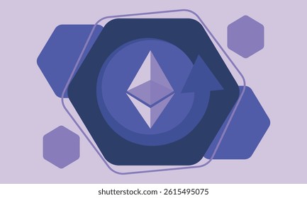 Ethereum logo. Ethereum Coin. Digital money. Crypto trade and Investment concept. Future technology. Creative art. Vector illustration. Poster 