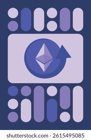 Ethereum logo. Ethereum Coin. Digital money. Crypto trade and Investment concept. Future technology. Creative art. Vector illustration. Poster 