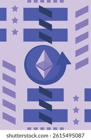 Ethereum logo. Ethereum Coin. Digital money. Crypto trade and Investment concept. Future technology. Creative art. Vector illustration. Poster 