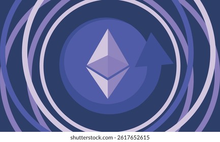 Ethereum logo. Ethereum Coin. Digital money. Crypto trade and Investment concept. Future technology. Creative art. Vector illustration. Poster 