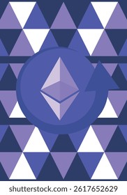 Ethereum logo. Ethereum Coin. Digital money. Crypto trade and Investment concept. Future technology. Creative art. Vector illustration. Poster 