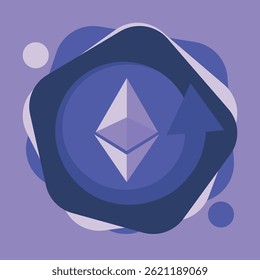 Ethereum logo. Ethereum Coin. Digital money. Crypto trade and Investment concept. Future technology. Creative art. Vector illustration. Poster 