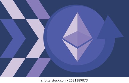 Ethereum logo. Ethereum Coin. Digital money. Crypto trade and Investment concept. Future technology. Creative art. Vector illustration. Poster 