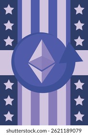 Ethereum logo. Ethereum Coin. Digital money. Crypto trade and Investment concept. Future technology. Creative art. Vector illustration. Poster 