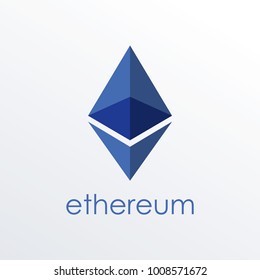 Ethereum logo. Cryptocurrency icon. Crypto coin logotype. Net banking sign. International money or currency. Vector illustration.