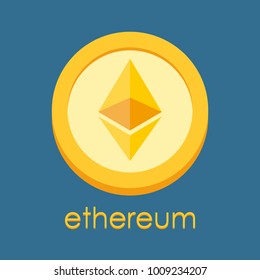 Ethereum logo. Cryptocurrency icon. Crypto coin logotype. Net banking sign. International money or currency. Vector illustration.
