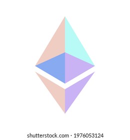 Ethereum logo, cryptocurrency symbol, color vector isolated