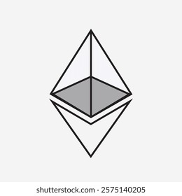 Ethereum logo with a rectangular prism and pointed triangle above. It can be reused for financial or business purposes
