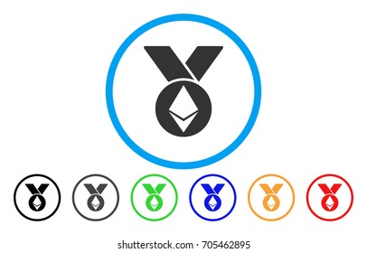 Ethereum Medal With Ribbons flat vector pictogram for application and web design.