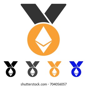 Ethereum Medal With Ribbons icon. Vector illustration style is flat iconic symbol with black, gray, orange, blue color variants. Designed for web and software interfaces.