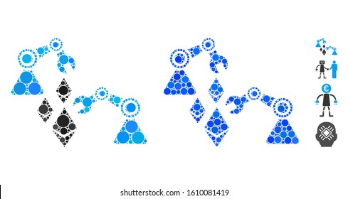 Ethereum mine robotics mosaic of circle elements in various sizes and shades, based on Ethereum mine robotics icon. Vector circle elements are organized into blue mosaic.